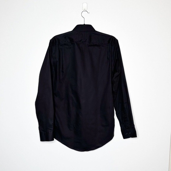 NWOT Nordstrom Piqué Button-Up Shirt Trim Fit Pima Cotton Mens Black SZ 15 34-35 - Picture 3 of 6